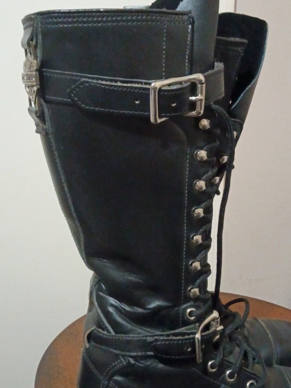 Harley Davidson Lace up Bucke up Motorcycle Boots Size 6D Vintage Made in USA - Picture 13 of 14